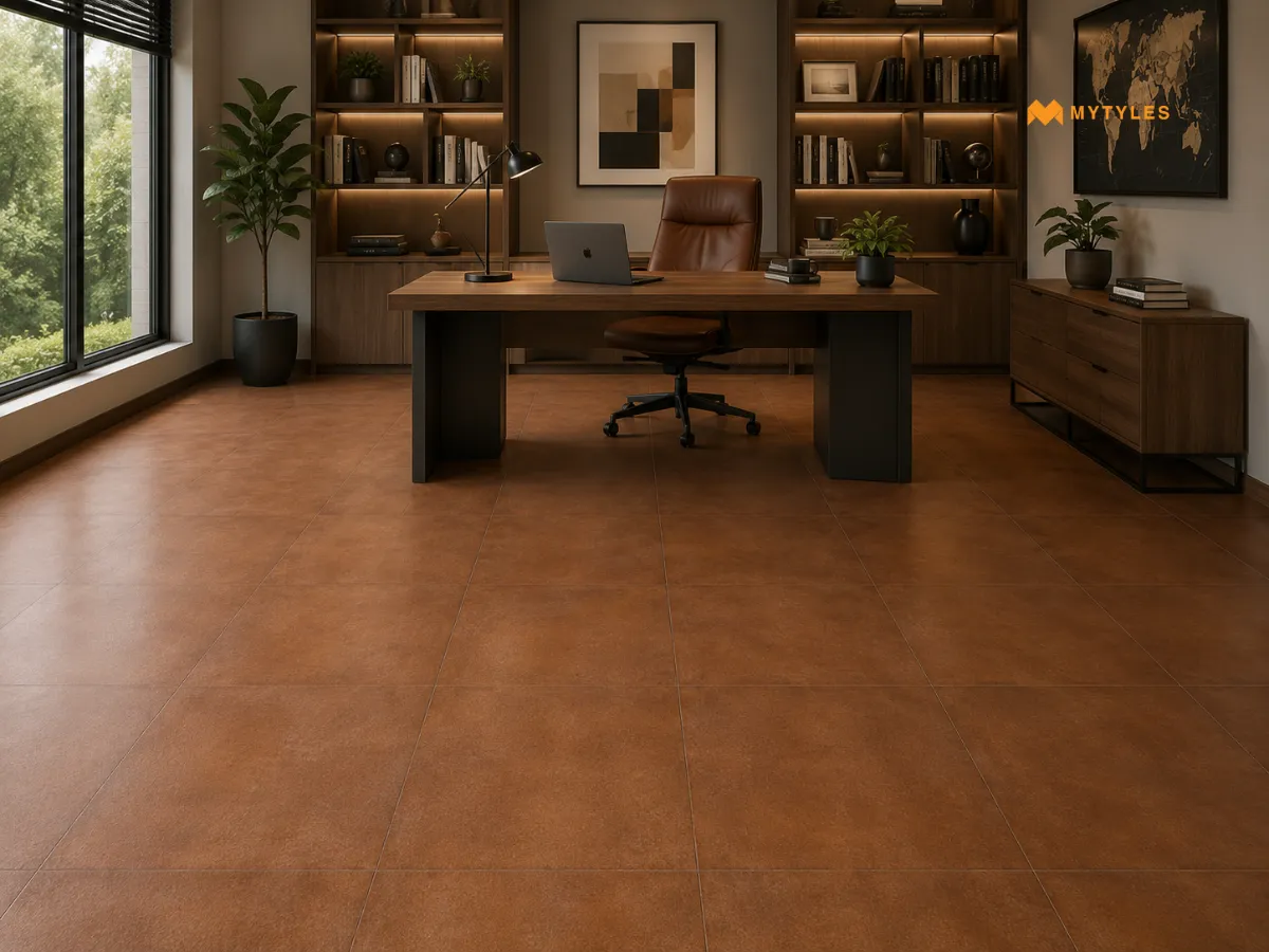 Porcelain Brown Floor Tiles in Home Office